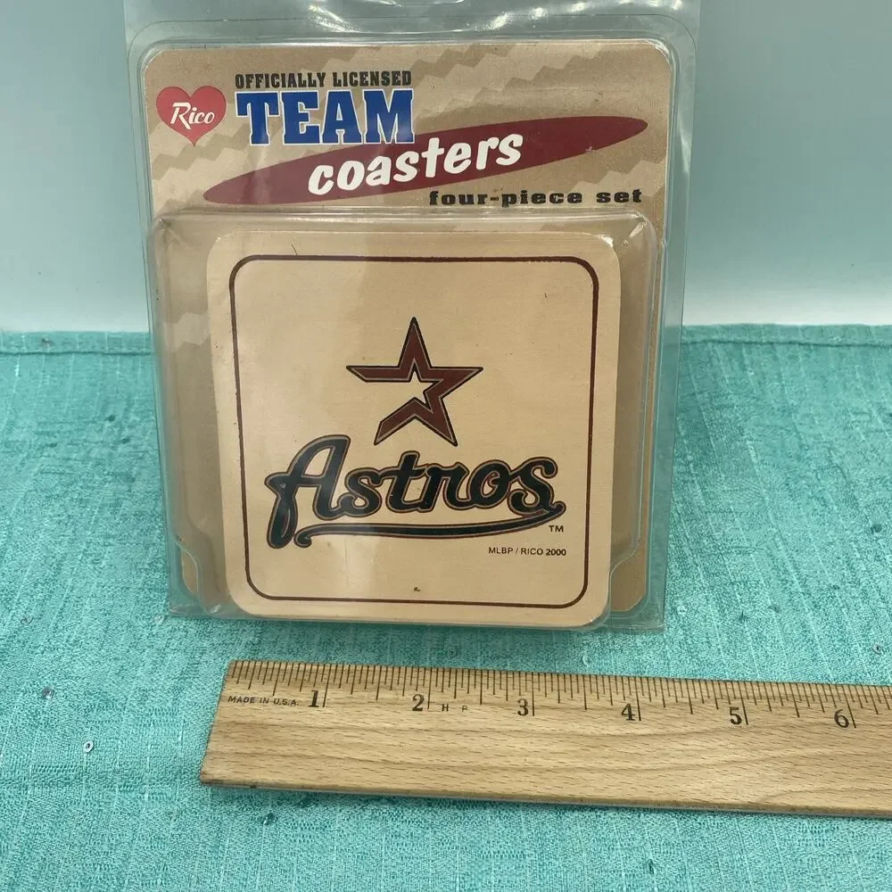 Houston Astros Coaster Set- Rico-Set Of 4 Coasters- MLB From Year 2000 NIP
